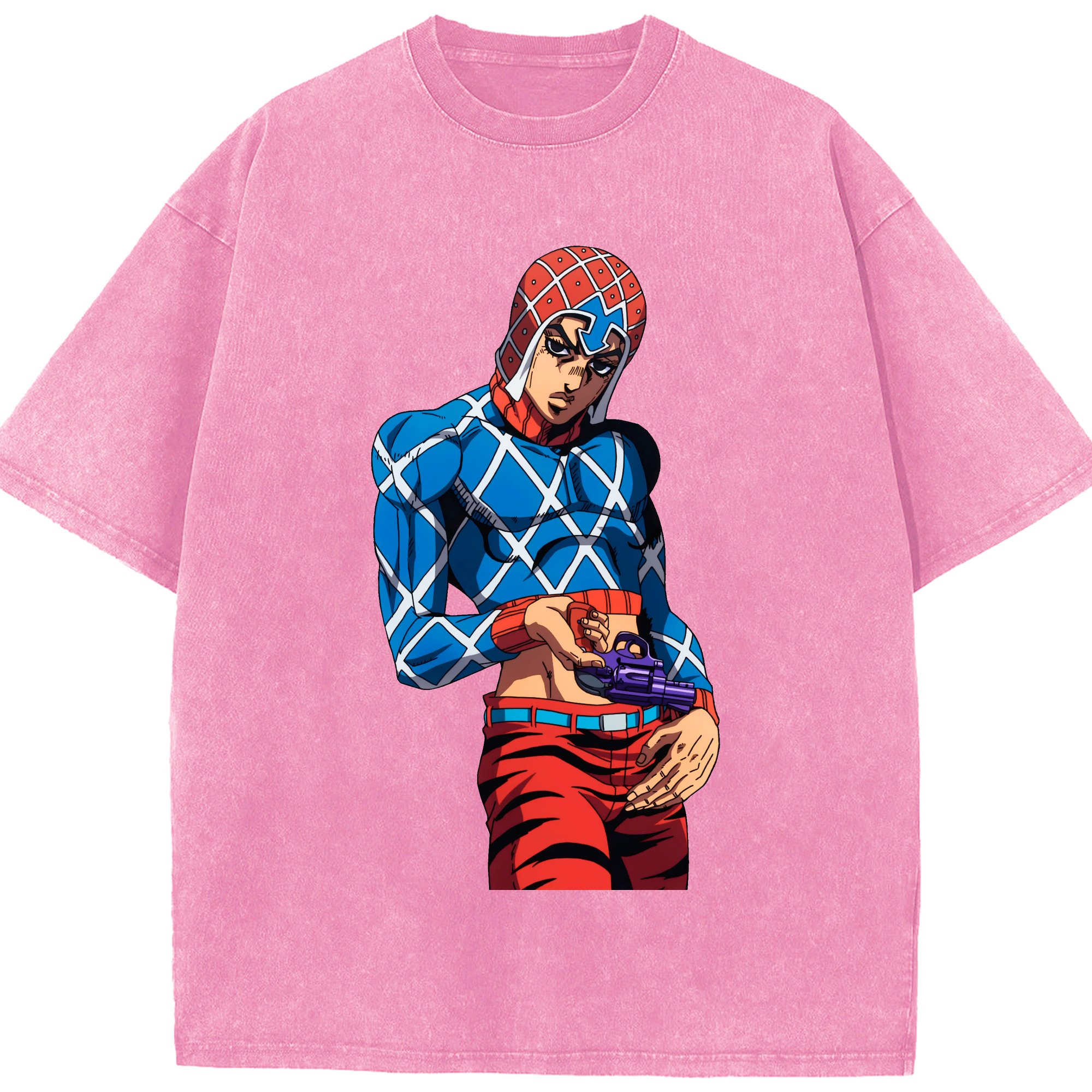 （画像用） ジョジョの奇妙な冒険 グイード?ミスタ JoJo's Bizarre Adventure Guido Mista 綿100% ヴィンテージ風 半袖Tシャツ（フロントプリント）